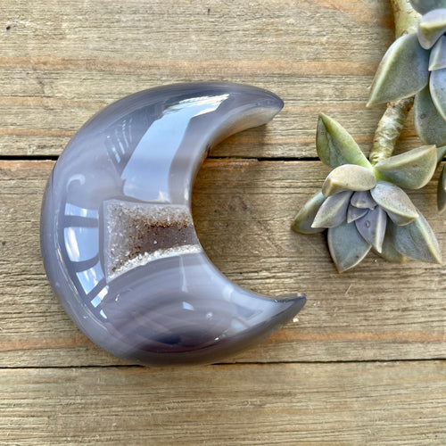 Agate Moon with Druzy - Inner Strength + Healing