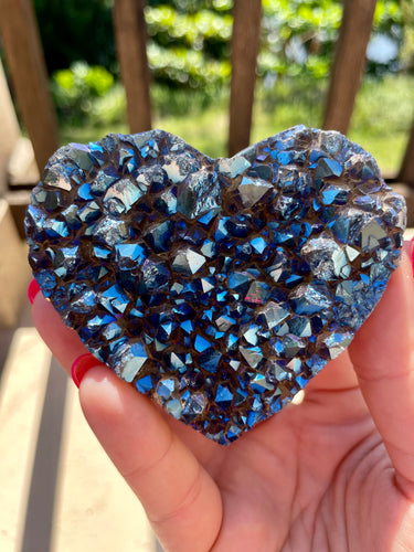 Cobalt Aura Druzy Heart