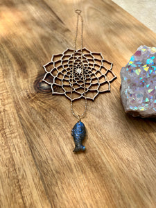 Labradorite Fish Necklace - Protection + Intuition