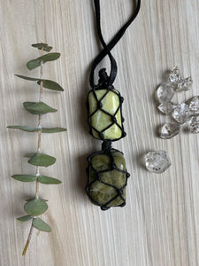 Healerite & Vesuvianite Macrame Necklace