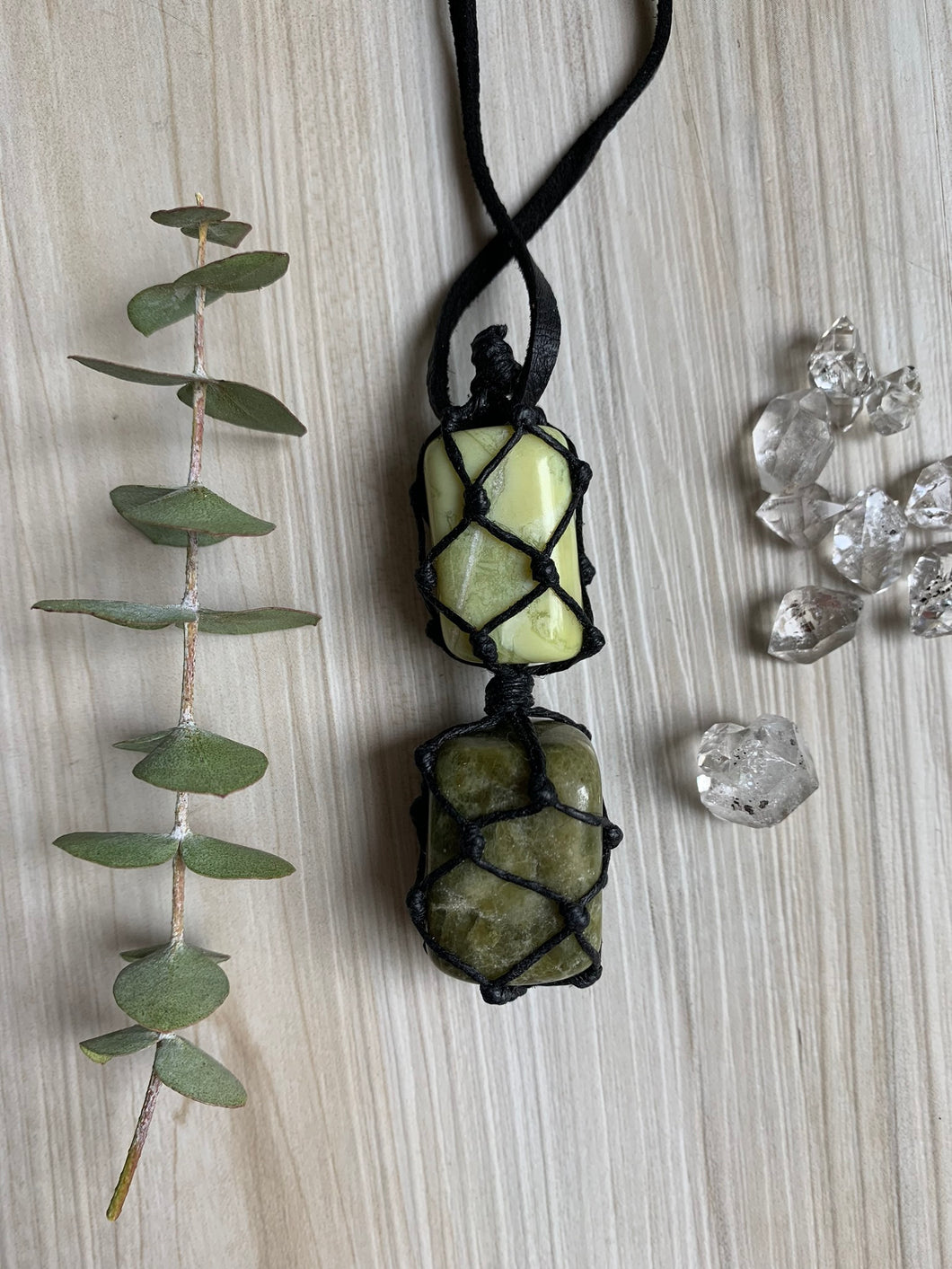 Healerite & Vesuvianite Macrame Necklace